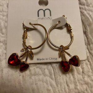 Cherry Hearts Earrings NWT